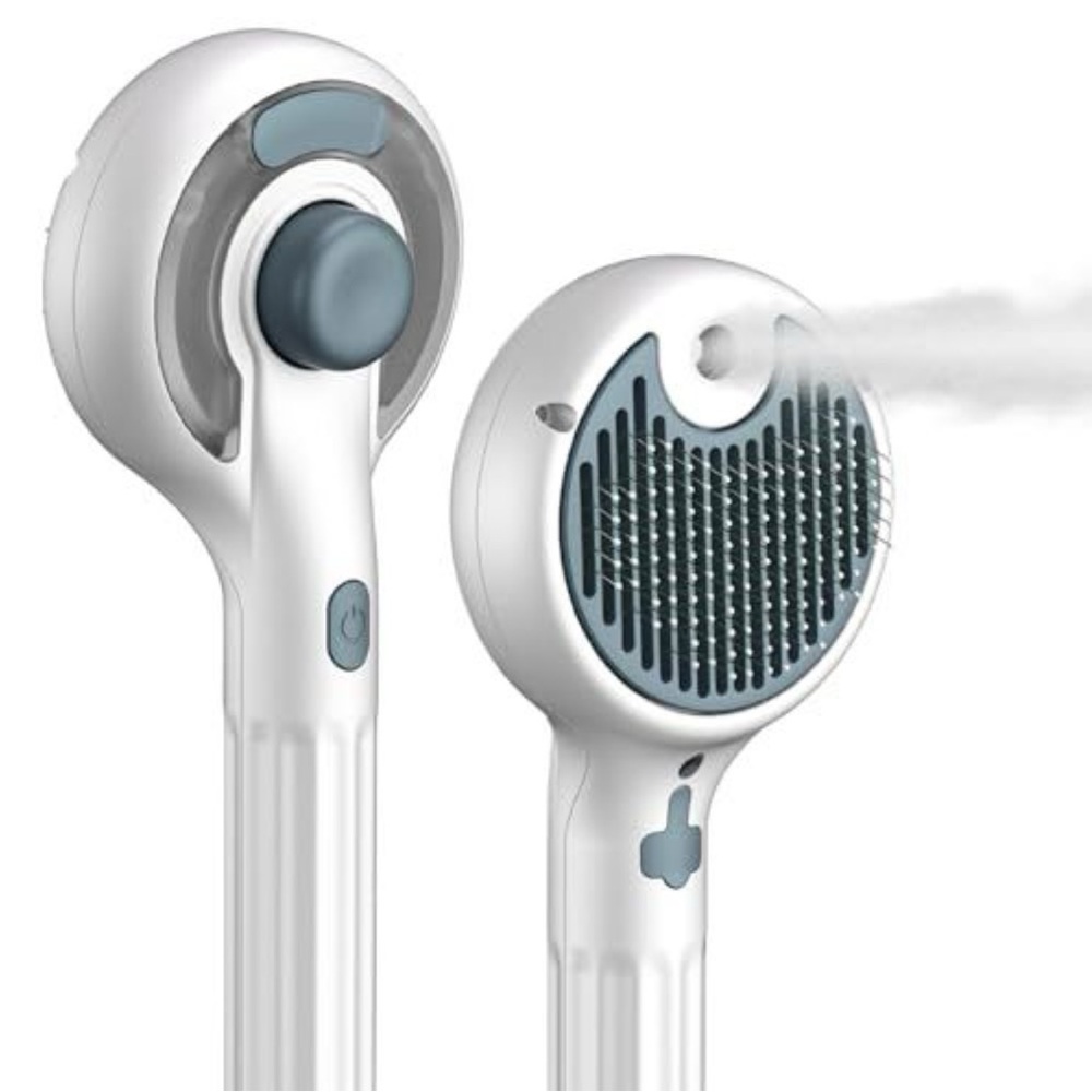 Gray Cat Steam Brush - 3-in-1 Self-Cleaning Pet Grooming Tool - Picture 1 of 3